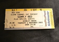 Old Concert Ticket Simply Red