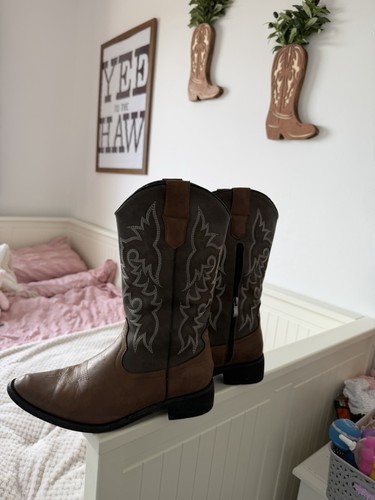 Brown faux leather - faux, western