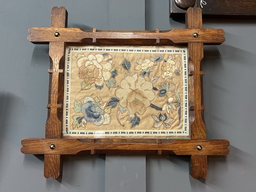 Framed silk embroidered floral - framed,