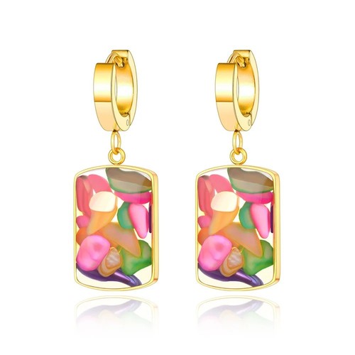 Colourful resin hoop earrings - hoop,