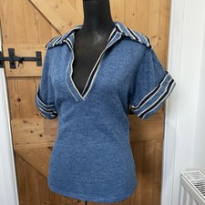 Vintage 70s Wool Blue Polo