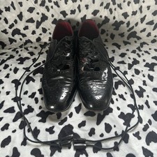 RARE Crockett & Jones Ghillie Kilt Brogues Shoes Black 7.5 F Made in England Vtg