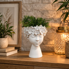 White Resin Head Planter Vase