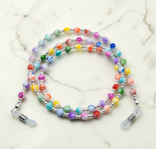 Rainbow marble glasses chain - rainbow,