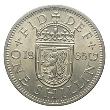 1965 UK One Shilling Coin – Elizabeth II Young Head Scottish Shield Revers R328