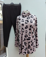 Carole Hochman Velvetsoft Cowl Neck Tunic and Legging pjs Set  small New QVC
