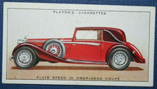ALVIS SPEED 20  Drop Head Coupe   Vintage 1936 Illustrated Card  EE17MS