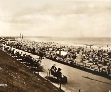Vintage Real Photo Postcard Busy Beach People Social History Aberdeen Scotland