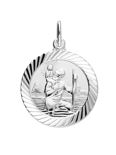 Round christopher pendant - st,