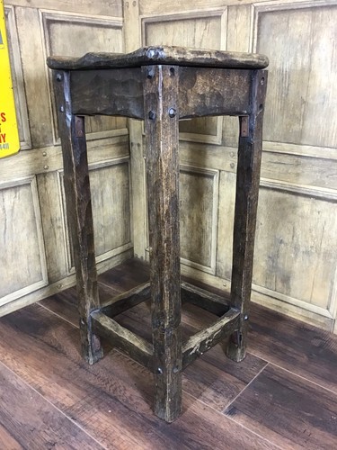 Antique hand carved oak - oak, stool