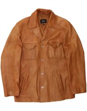 LLD Mens Leather Jacket UK 40 Large Brown Leather BA01