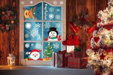 4 Sheets Christmas Removable Window Sticker Clings Decal Decor UK(Cheerful Xmas)