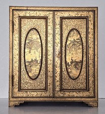 Antique Chinese Lacquered Table  Cabinet, 19th Century Giltwork, Jewellery Box