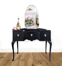  Matt Black Dressing Table/Vanity Desk with Original Mirror - Christmas Delivery