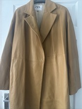 Zara Studio Tan Leather Coat Size M-L (size 10-14)
