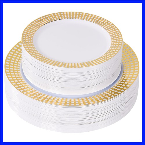 Gold plastic plates - plates,, pcs