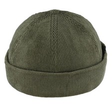 100% Cotton Men Adjustable Corduroy Docker Hat Brimless Beanie Rolled Cuff Retro