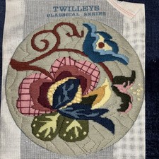 Tapestry Canvas – Twilley’s – completed – wool – Jacobean Roundel Sue Dakin 