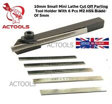 Lathe Small Mini Cut Off Parting Tool Holder 10mm With 6 Pcs M2 HSS Blade Of 5mm