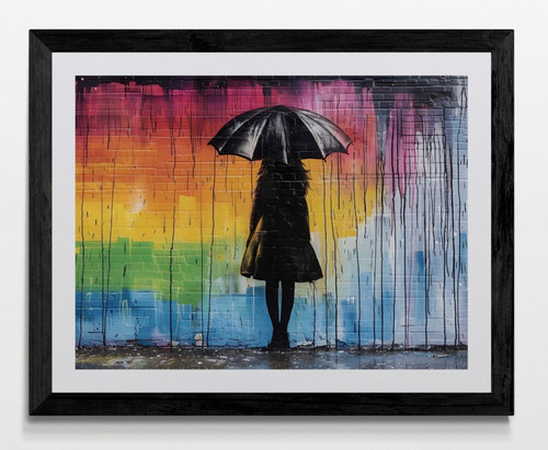 Banksy style umbrella - umbrella, girl
