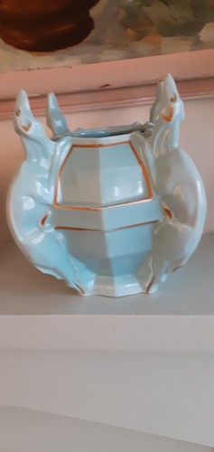 Art deco pale blue - blue, ceramic