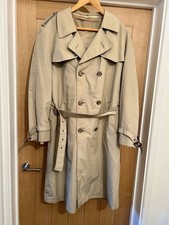 Vintage Canda C&A Men’s Trench Coat Beige Tartan Lined 42” Chest Vgc