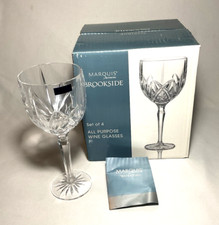 WATERFORD (Marquis)~ Set (4) Crystal ALL PURPOSE GOBLETS w/Box (Brookside, 12oz)