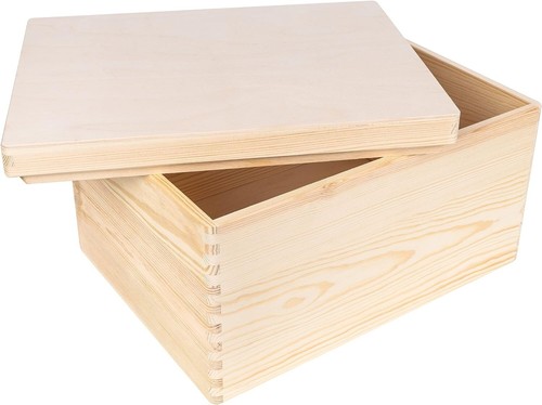 Large plain wooden storage box - plain,