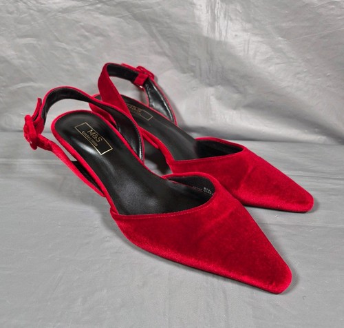 Red velvet slingback - red,