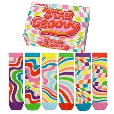 United Oddsocks Stay Groovy It 6 Odd Socks Gift Box-Ladies Size 4-8