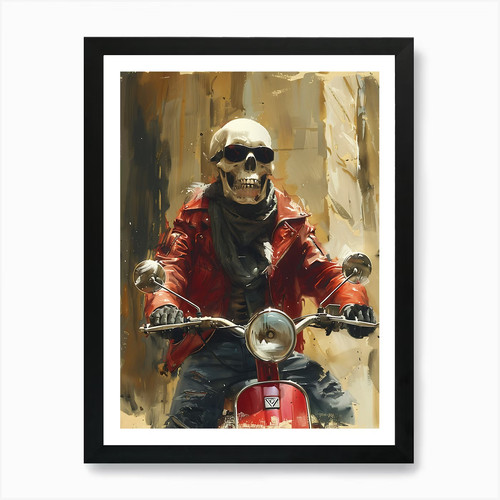Skeleton moped 2 art - skeleton,