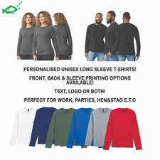 Custom Printed Long Sleeve T-Shirt Personalised Stag Hen do Workwear