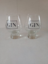 Large Pair of Gin Ballon Glasses with Heavy Foot and internal Bubble