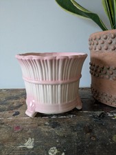 Vintage Ceramic Staffordshire planter Pink White Plant Pot Shabby Chic Kitsch