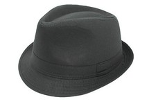 Mens Ladies Black Elegant Classic Gangster Look 100% Cotton Trilby Hat 