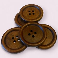 30mm Large Brown Wooden Buttons 4 Hole Sewing Knitting Crafts Classic Button