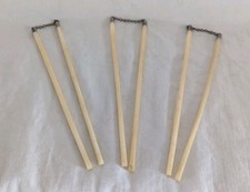 3 Pairs of Vintage Chinese Chopsticks with Metal Finials Chained Together