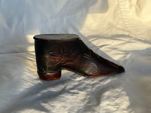 Antique 1869 carved treen shoe - 1869,