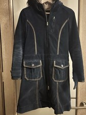 Navy blue cord coat with hood