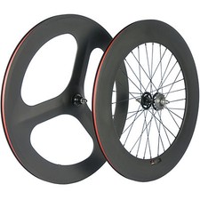 Fixed Gear Carbon Track Bike Wheelset 88mm Rear Carbon Wheels Tri Spoke Wheel
