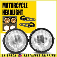 Pair Motorbike Headlight Lamp+Bracket For Dual sport motorcycles Street fighter