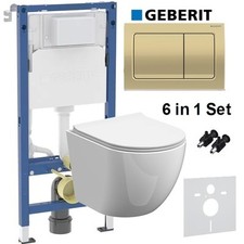 Anas Magna Rimless Pan With Geberit Duofix Alpha01 Wc Frame Brass Flush Plate 45