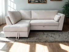 Cream Corner Sofa Bed with