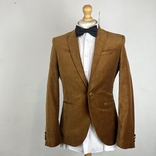 NEXT Velvet Blazer Jacket Men's Size 38R Dark Gold Tuxedo Evening Wear Slim Fit