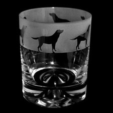 Animo Glass - SANDBLASTED FRIEZE WHISKY WHISKEY TUMBLER GLASS - Labrador