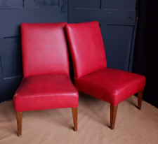 Pair of RED Leatherette COCKTAIL Fireside Vintage Retro Lounge Chairs