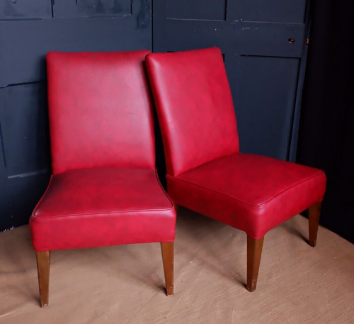 Pair red leatherette - of,