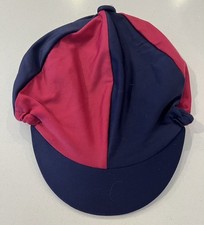 Shires Equestrian Cross Country Riding Hat Silk - Navy & Raspberry