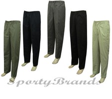 Mens Elasticated Waist Rugby Smart Casual Golf Trousers Pants Bottoms Chinos New