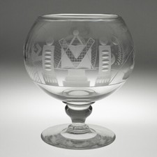 Masonic Engraved Punch Bowl 19th Century